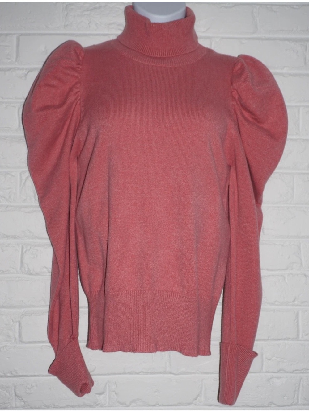 Tularosa Pink Raelynn Turtleneck Sweater Size: XL Exaggerated Puff Sleeves